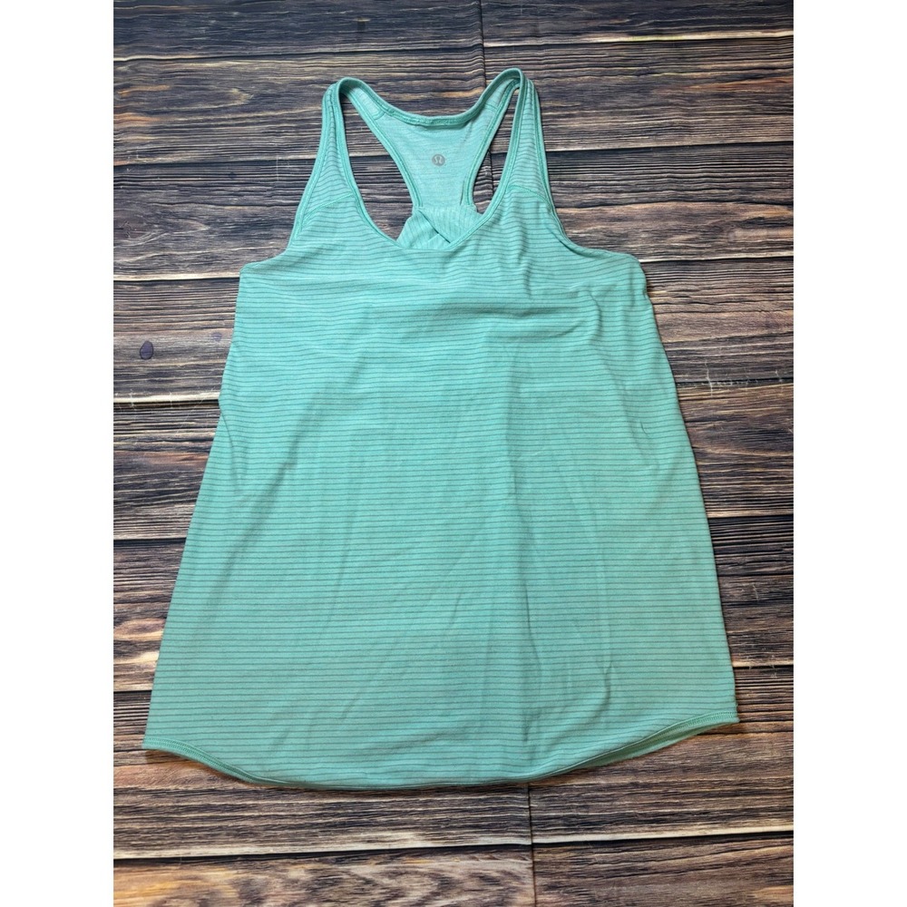 Lululemon Tank Top Womens S Seafoam Green Striped Racerback Yoga Gym Athletic